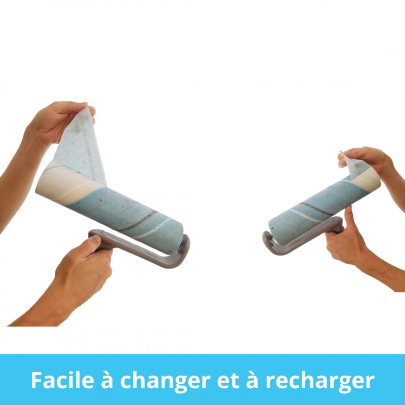 Rouleau Nettoyant Adhésif StickyRoller – Avec 1 Recharge 25 Feuilles – Anti-poils, Poussière – Pour Canapé, Voiture, Tapis