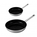 Sauteuse Inox KITCHENPRO Avec Couvercle - Revêtement Céramique Antiadhésif - Compatible Tous Feux (Induction, Gaz) - Tailles 24 Ou 28 Cm
