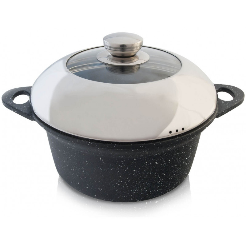 Faitout Inox Avec Couvercle Verre 28 Cm - Compatible Tous Feux (induction, Gaz, Vitrocéramique) - Haute Qualité Durable - 9