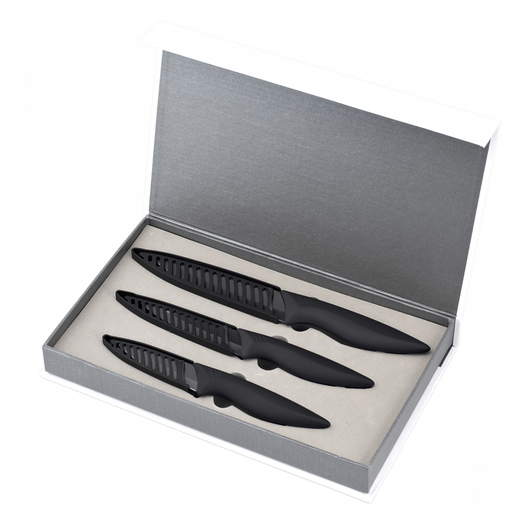 Set 2 couteaux céramique noire et bois personnalisable par KelCom